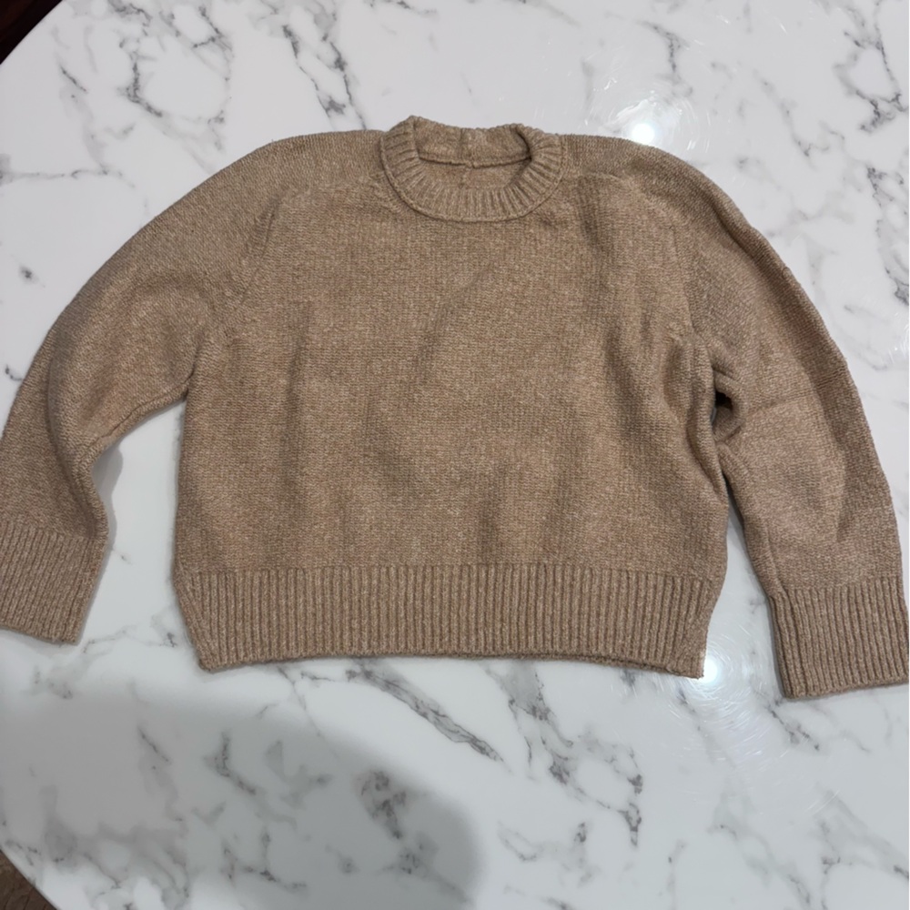 A&F Madeline Crew Sweater, Camel-Brown, Size Small